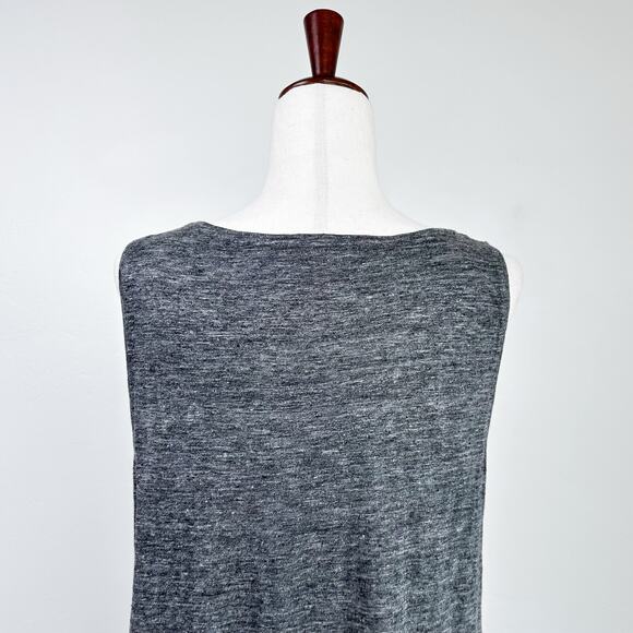 Eileen Fisher 100% Organic Linen Grey Sleeveless Dress - Picture 8 of 11
